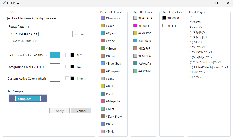 Global Settings Window
